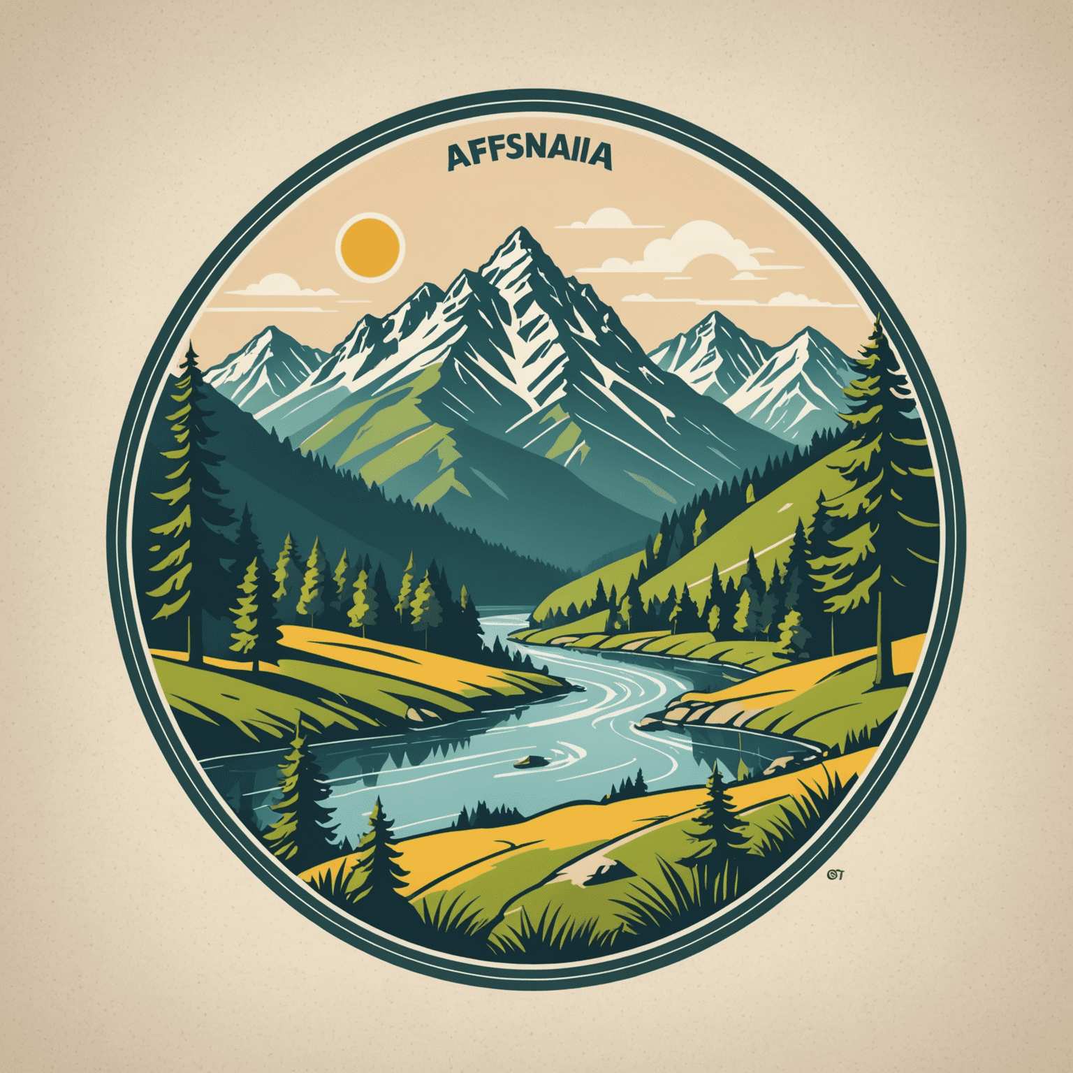 Afsnqia Logo - Ein stilisiertes Bild der deutschen Landschaft mit Bergen, Wäldern und einem Fluss