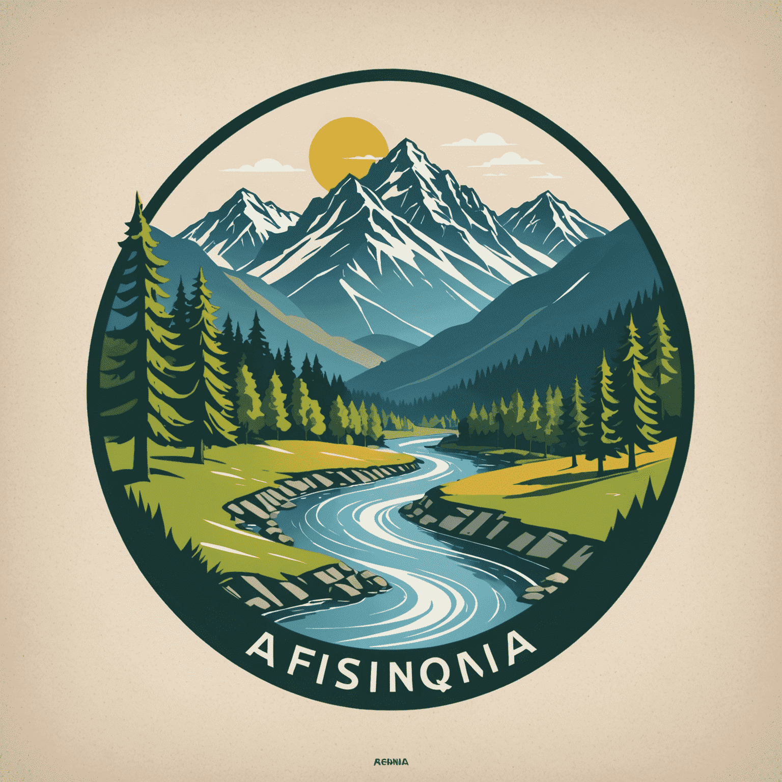 Afsnqia Logo - Ein stilisiertes Bild der deutschen Landschaft mit Bergen, Wäldern und einem Fluss