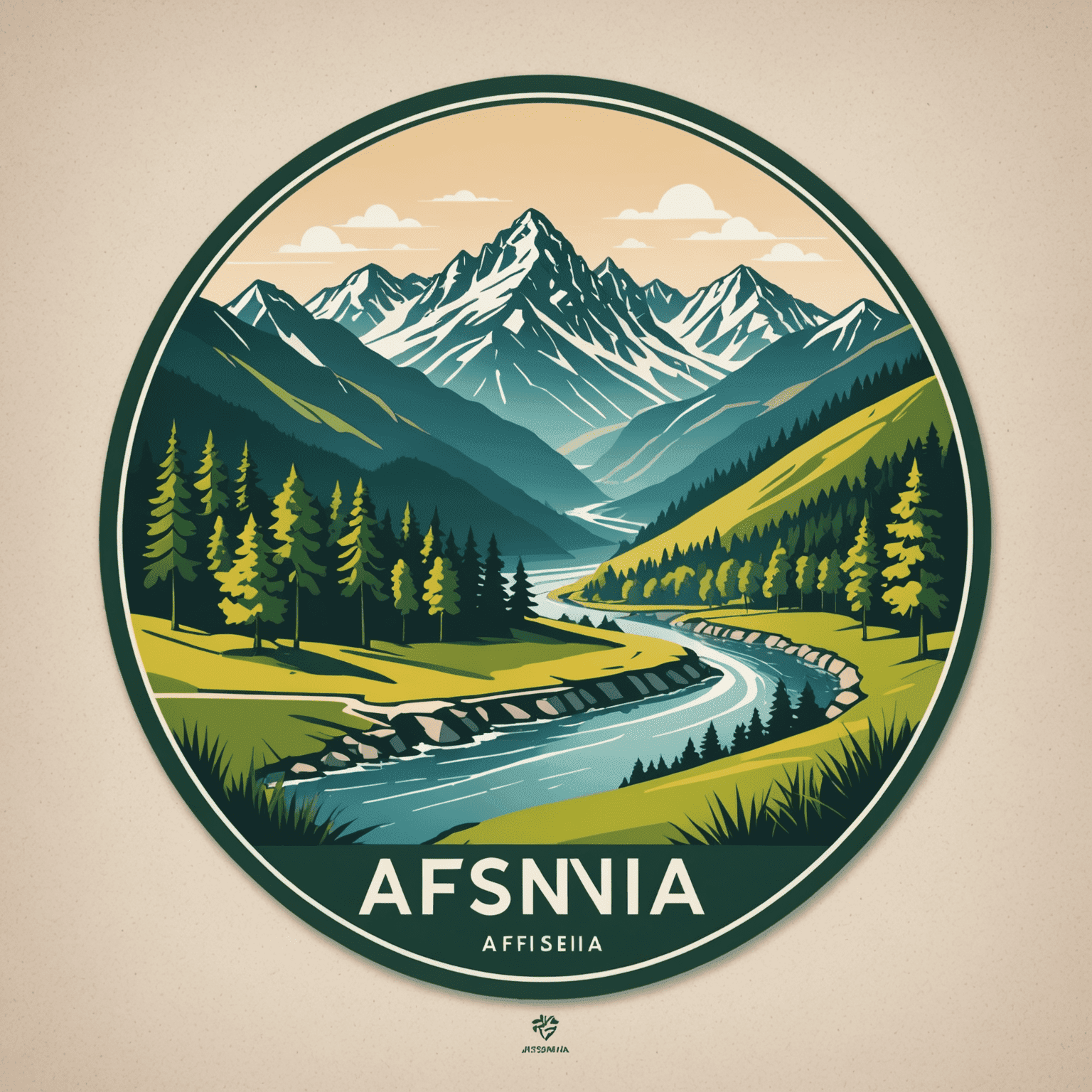 Afsnqia Logo - Ein stilisiertes Bild der deutschen Landschaft mit Bergen, Wäldern und einem Fluss